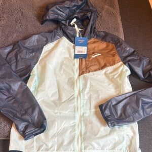 NWT Brooks All Altitude Jacket - Mint, Navy & Brown Women’s Sz XS